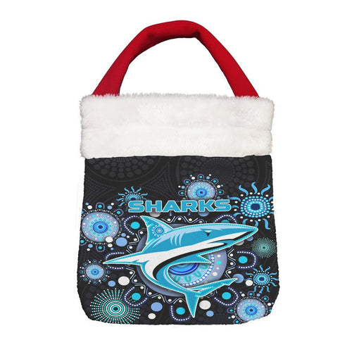 Vibe Hoodie Bag - Cronulla-Sutherland Sharks Indigenous Black - Rugby Team Christmas Gift Bag