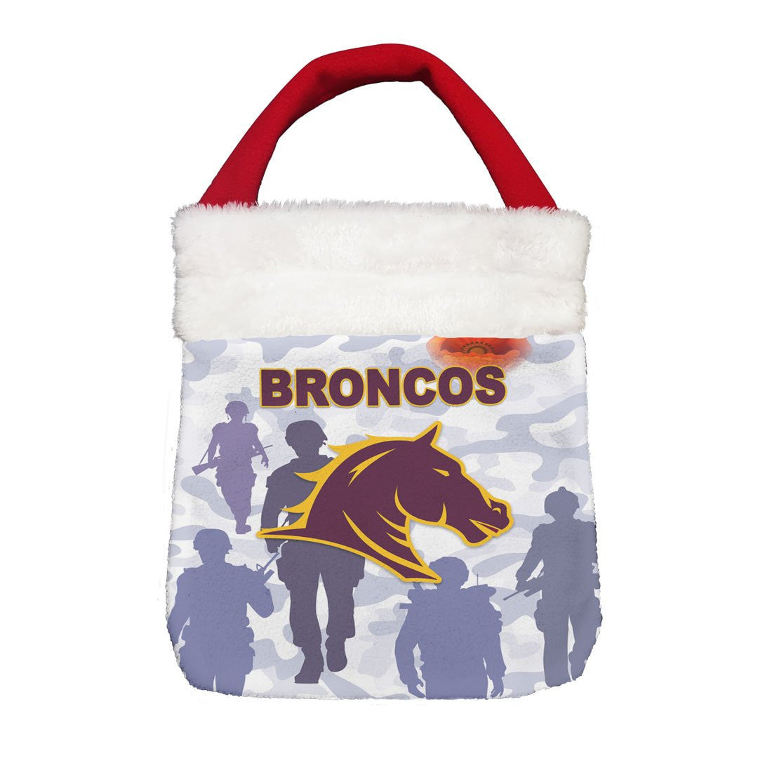 Vibe Hoodie Bag - Brisbane Broncos Anzac Day White - Rugby Team Christmas Gift Bag