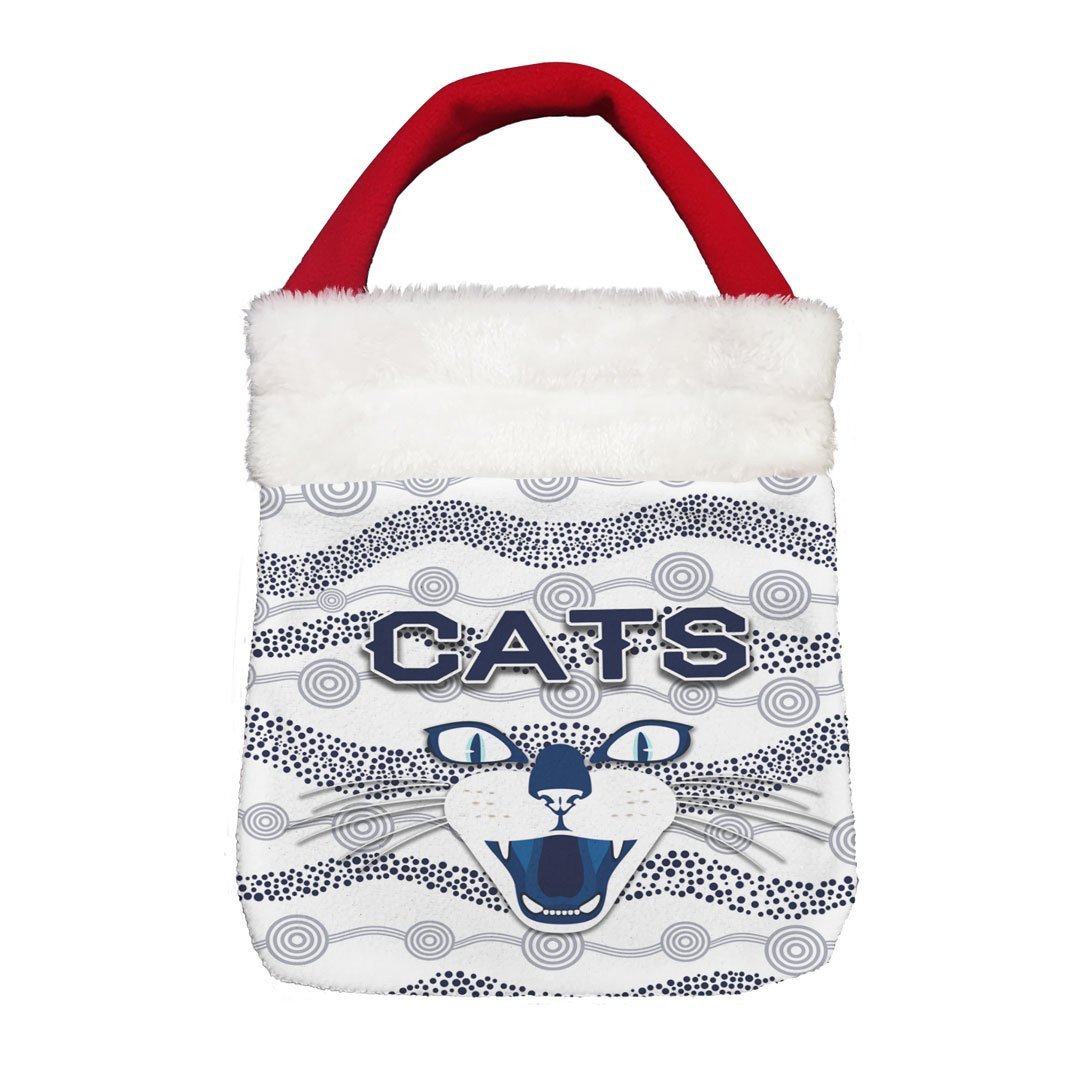Vibe Hoodie Bag - Geelong Cats White Version - Football Team Christmas Gift Bag