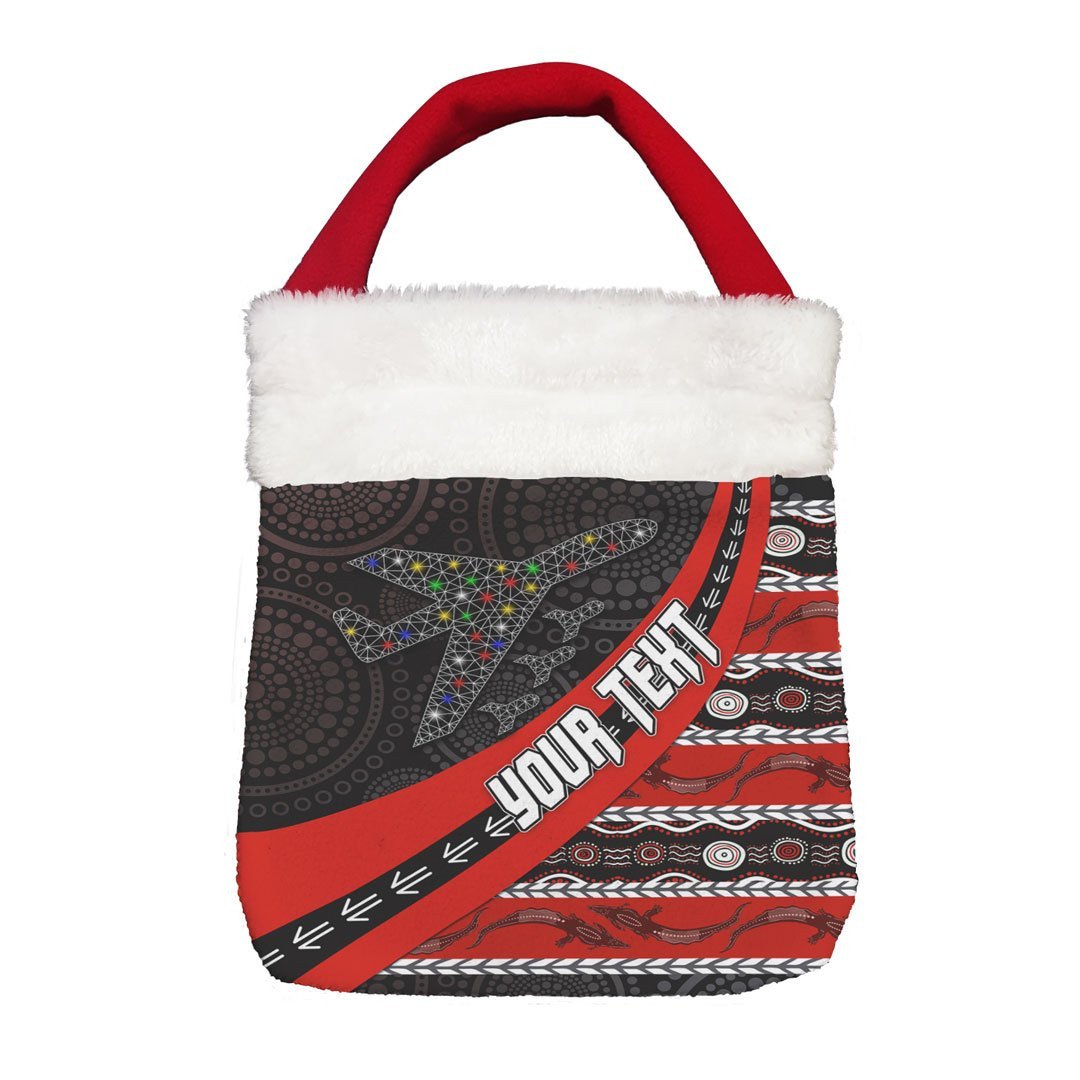 Vibe Hoodie Bag - (Custom) Essendon Bombers Indigenous Black Style - Football Team Christmas Gift Bag