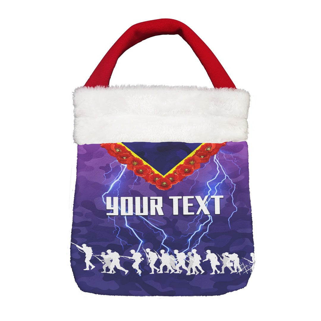 Vibe Hoodie Bag - (Custom) Melbourne Storm Anzac Day Lest We Forget (Violet) - Rugby Team Christmas Gift Bag
