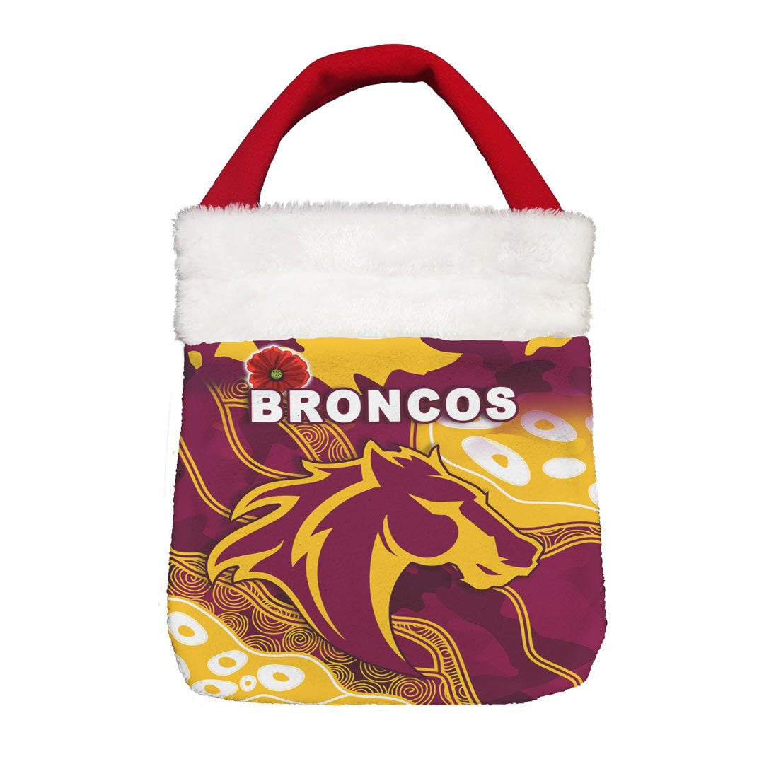 Vibe Hoodie Bag - Brisbane Broncos Indigenous, Poppy - Rugby Team Christmas Gift Bag