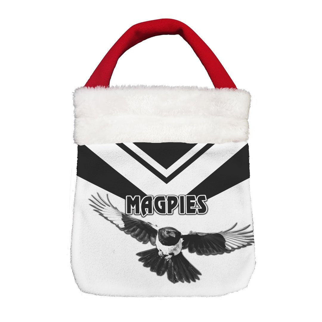 Vibe Hoodie Bag - (Custom) Collingwood Magpies Simple Style (White) - Football Team Christmas Gift Bag