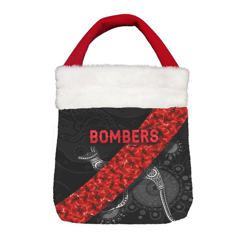Vibe Hoodie Bag - Essendon Bombers Indigenous Poppy Flower - Football Team Christmas Gift Bag