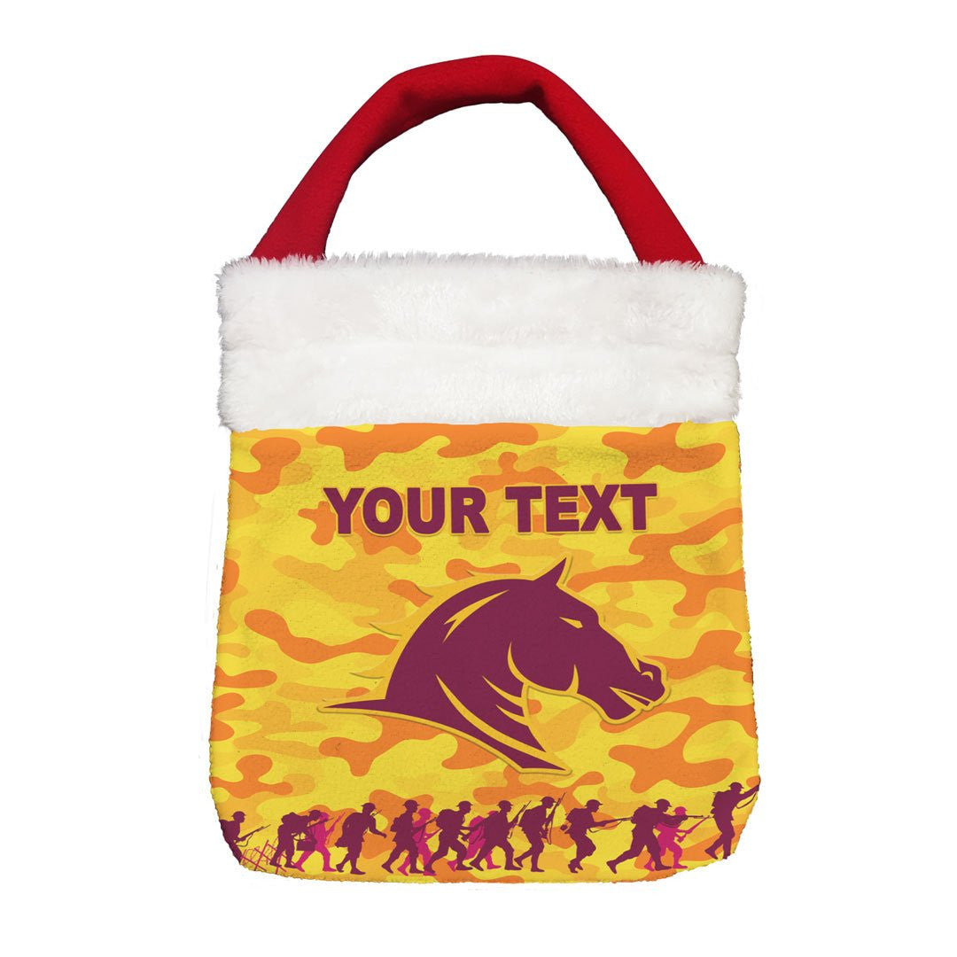 Vibe Hoodie Bag - (Custom) Brisbane Lions Anzac Day Camo - Football Team Christmas Gift Bag