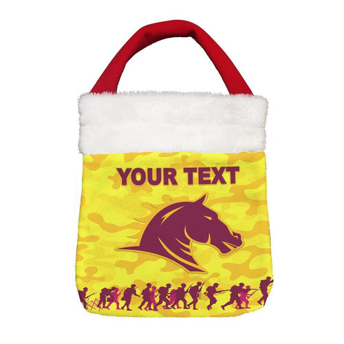 Vibe Hoodie Bag - (Custom) Brisbane Broncos Anzac Day Gold Style - Rugby Team Christmas Gift Bag