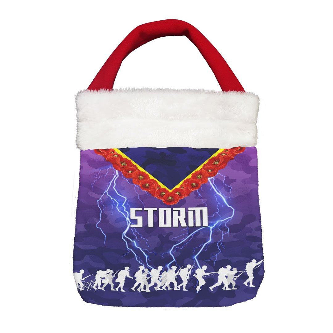 Vibe Hoodie Bag - Melbourne Storm Anzac Day Lest We Forget (Violet) - Rugby Team Christmas Gift Bag