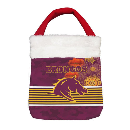 Vibe Hoodie Bag - (Custom) Brisbane Broncos Indigenous, Poppy - Rugby Team Christmas Gift Bag