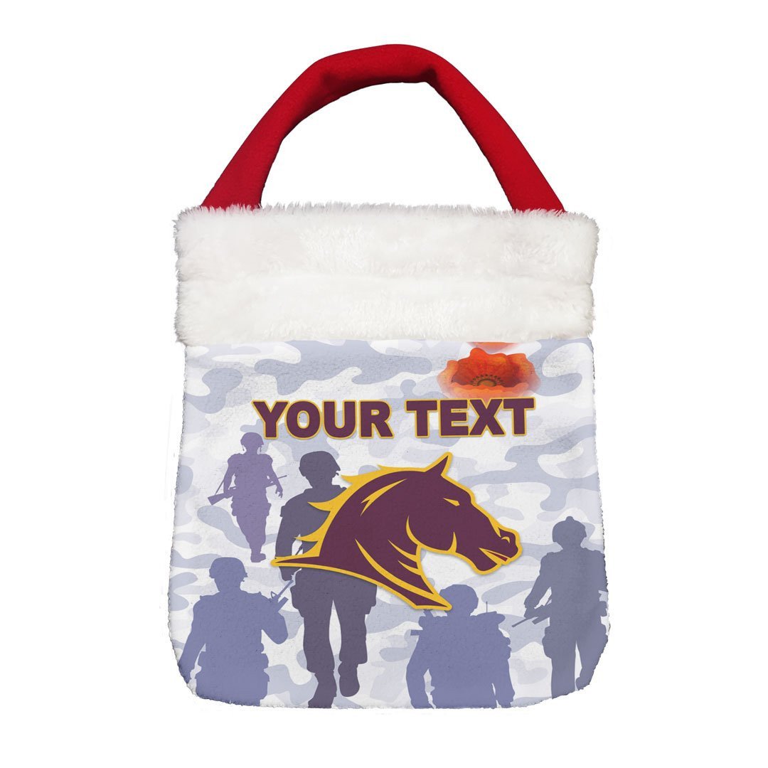 Vibe Hoodie Bag - (Custom) Brisbane Broncos Anzac Day White - Rugby Team Christmas Gift Bag