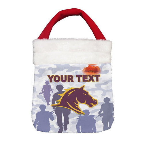 Vibe Hoodie Bag - (Custom) Brisbane Broncos Anzac Day White - Rugby Team Christmas Gift Bag