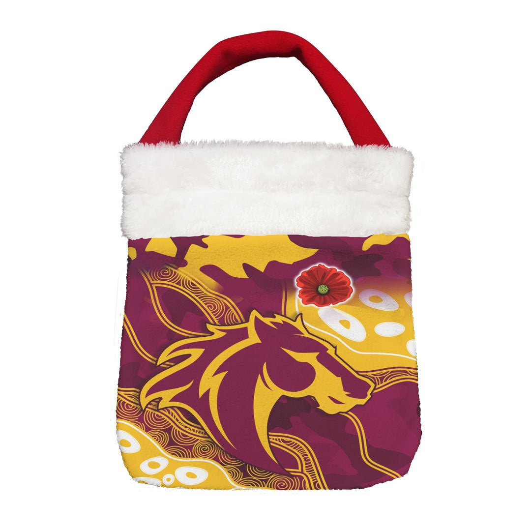 Vibe Hoodie Bag - Brisbane Broncos Anzac Day - Lest We Forget - Rugby Team Christmas Gift Bag