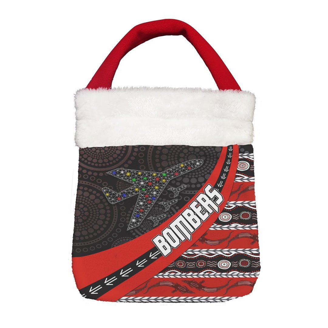 Vibe Hoodie Bag - Essendon Bombers Indigenous Black Style - Football Team Christmas Gift Bag