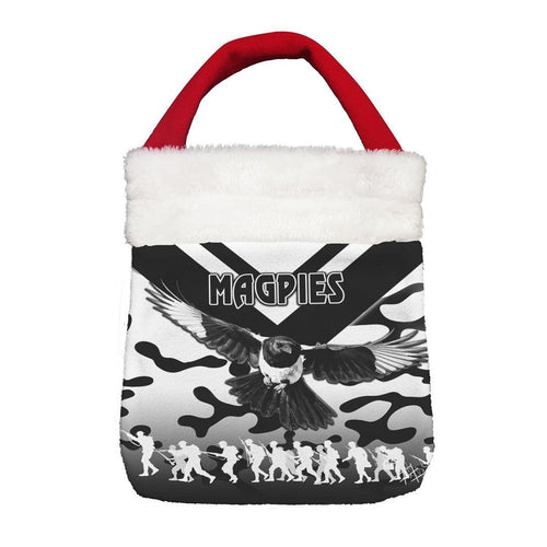 Vibe Hoodie Bag - (Custom) Collingwood Magpies Soldiers Anzac Day (White)- Football Team Christmas Gift Bag
