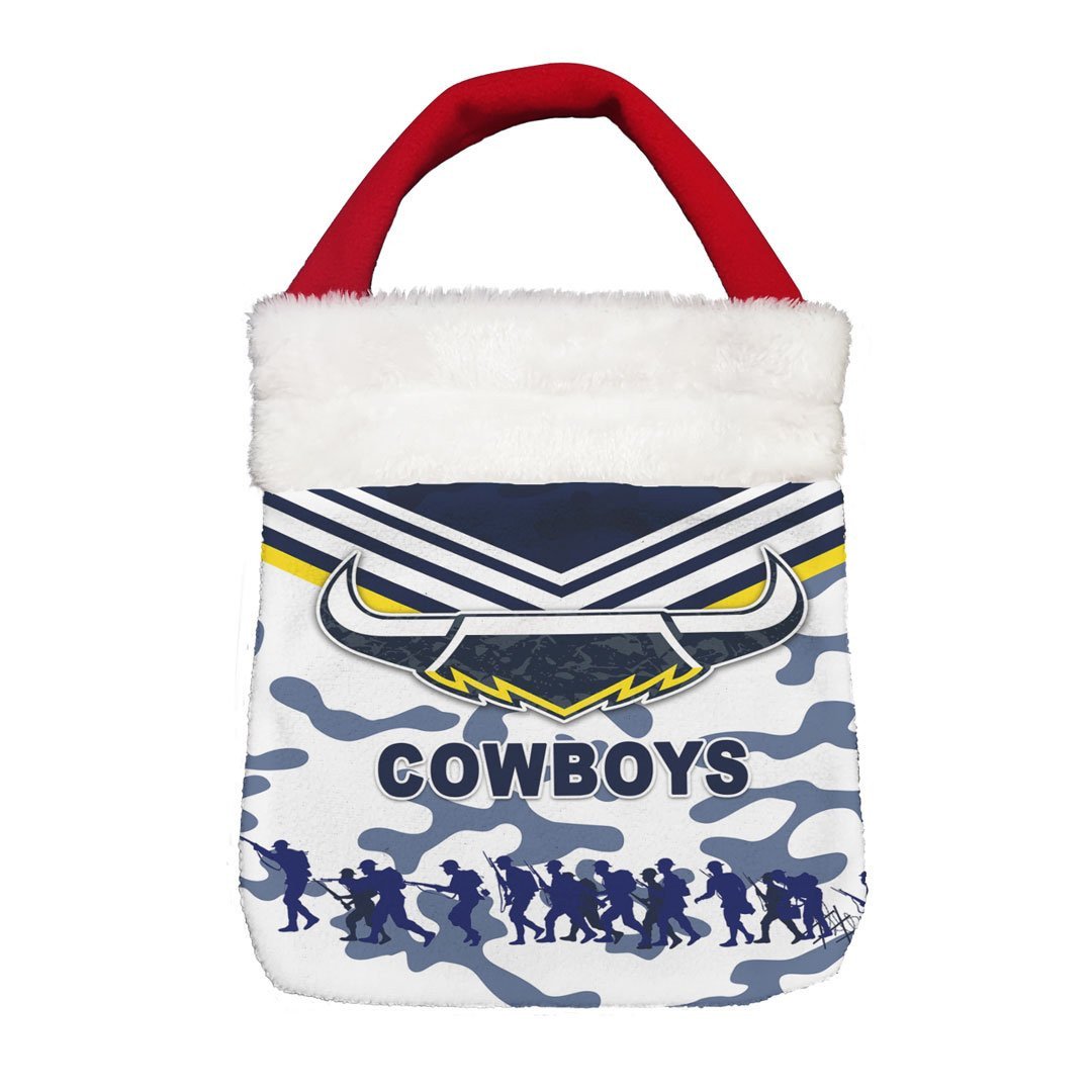 Vibe Hoodie Bag - (Custom) North Queensland Cowboys Anzac Day Camo (White) - Rugby Team Christmas Gift Bag Christmas Gift Bag