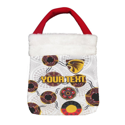 Vibe Hoodie Bag - (Custom) Hawthorn Hawks Indigenous White Version - Football Team Christmas Gift Bag