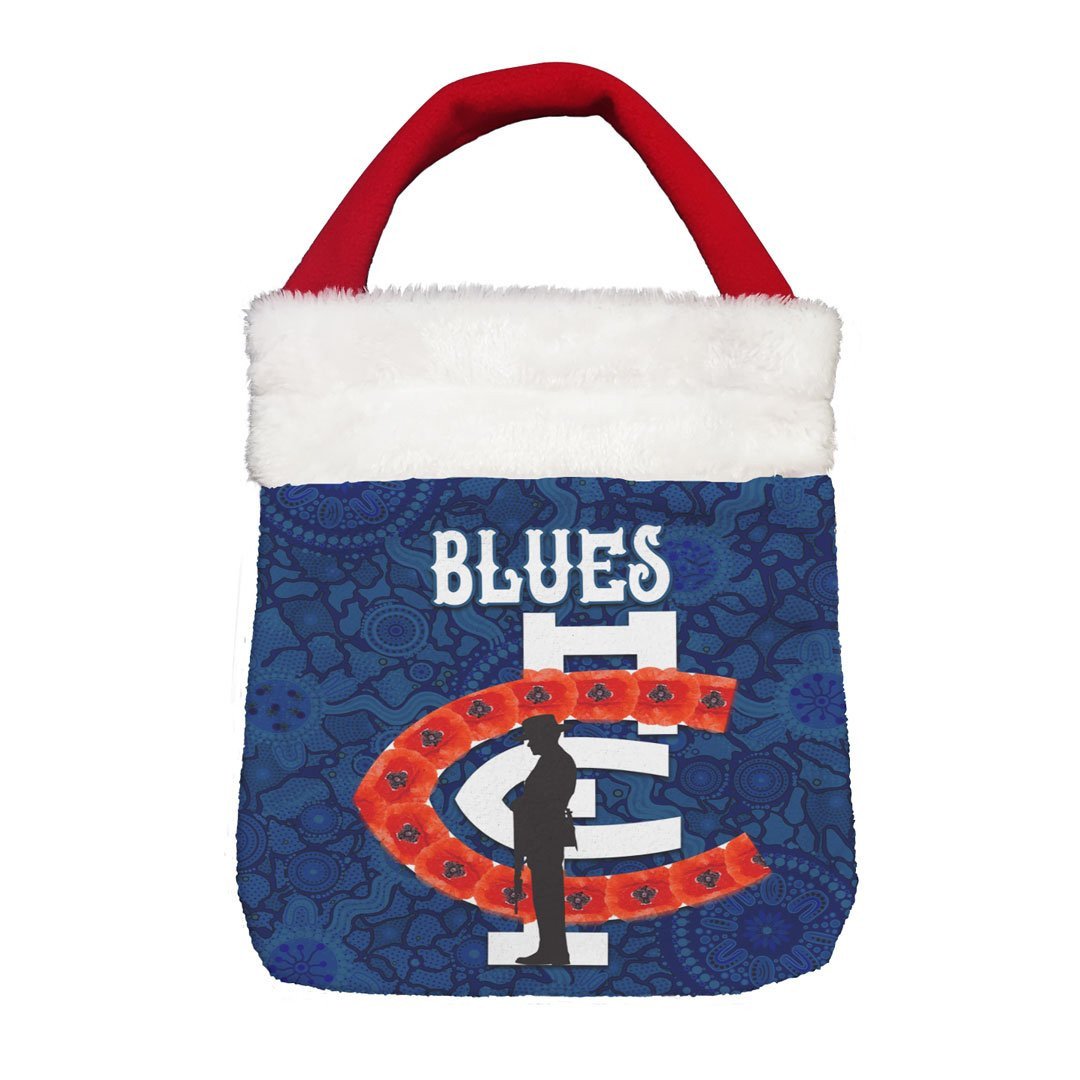 Vibe Hoodie Bag - Carlton Blues Anzac Day Poppy - Football Team Christmas Gift Bag