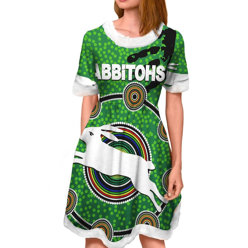 vibe-hoodie-dress-south-sydney-rabbitohs-indigenous-original-rugby-team-christmas-dress