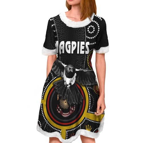 vibe-hoodie-dress-collingwood-magpies-indigenous-football-team-christmas-dress