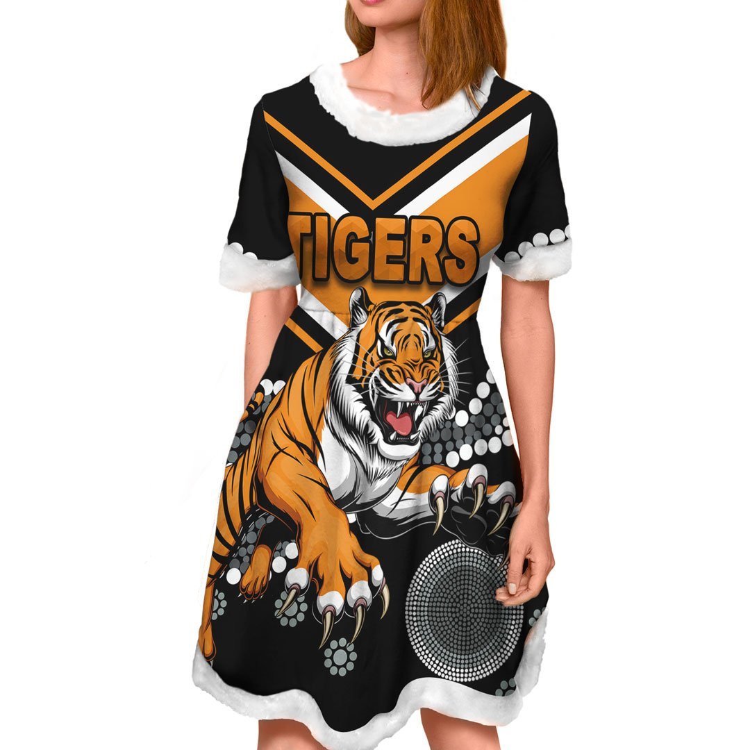 vibe-hoodie-dress-wests-tigers-original-indigenous-rugby-team-christmas-dress