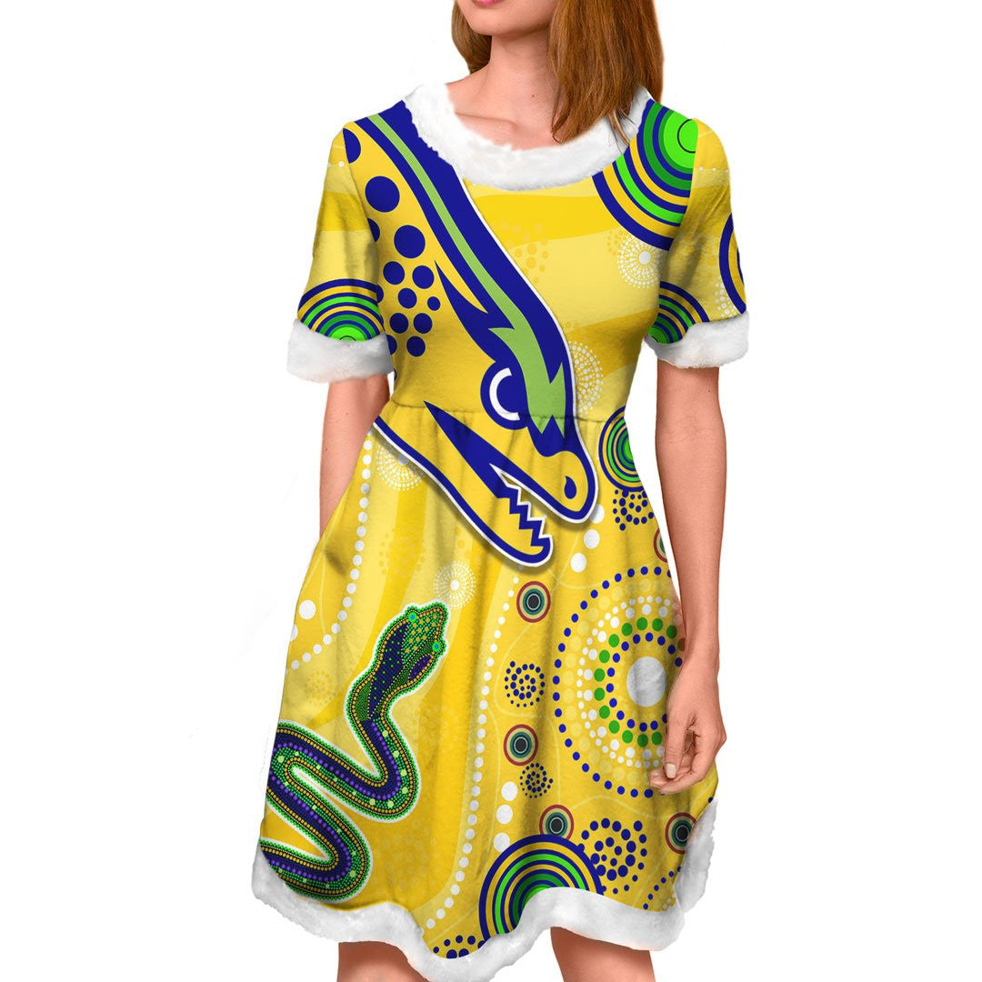vibe-hoodie-dress-custom-parramatta-eels-indigenous-yellow-rugby-team-christmas-dress