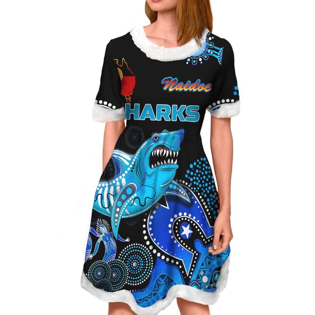 vibe-hoodie-dress-cronulla-sutherland-sharks-naidoc-rugby-team-christmas-dress