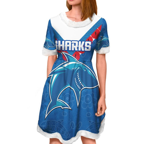 vibe-hoodie-dress-cronulla-sutherland-sharks-simple-style-rugby-team-christmas-dress