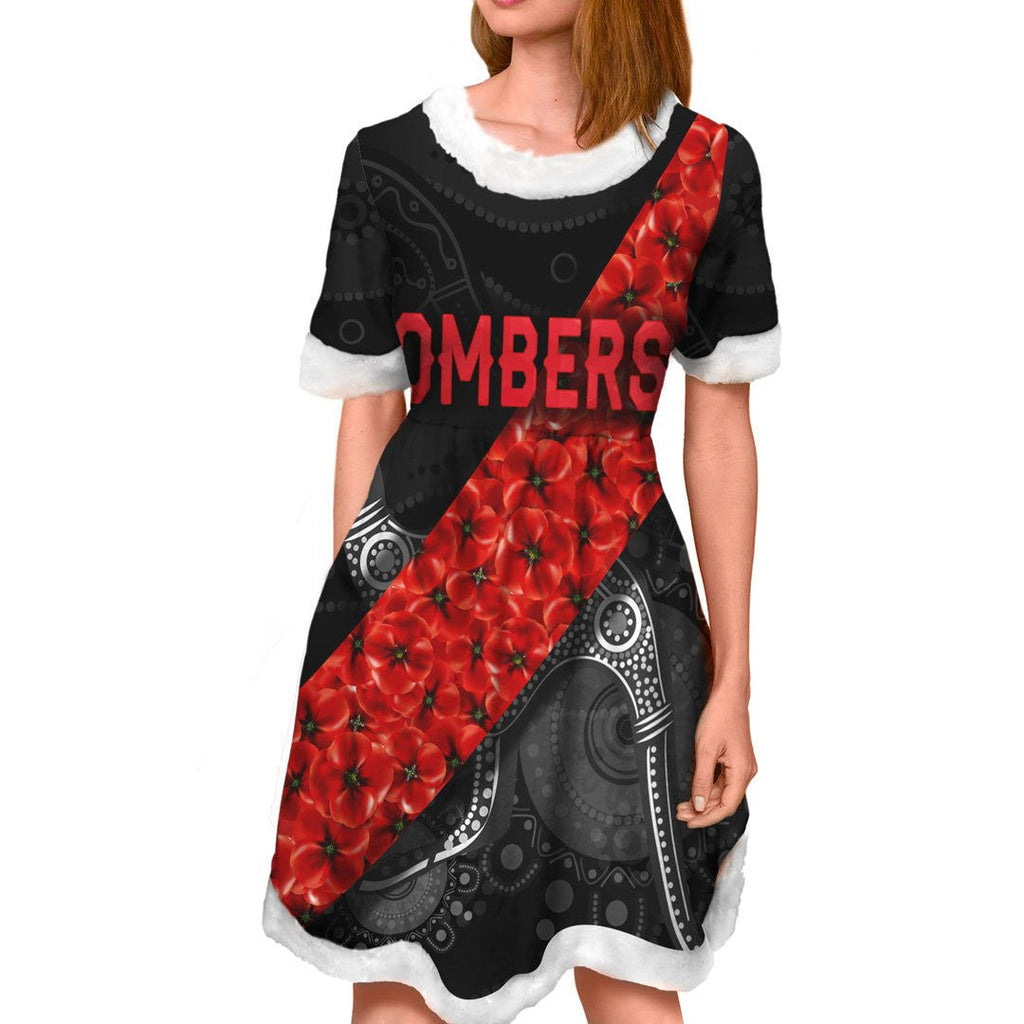 vibe-hoodie-dress-essendon-bombers-indigenous-poppy-flower-football-team-christmas-dress