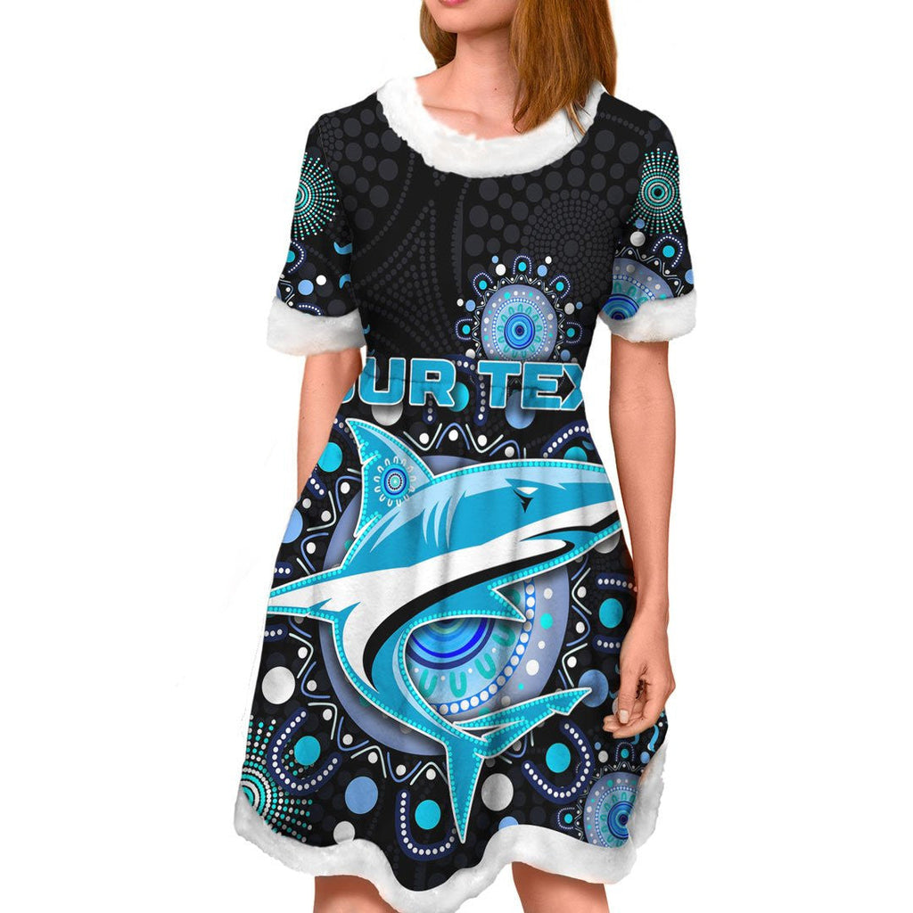 vibe-hoodie-dress-custom-cronulla-sutherland-sharks-indigenous-black-rugby-team-christmas-dress-christmas-dress