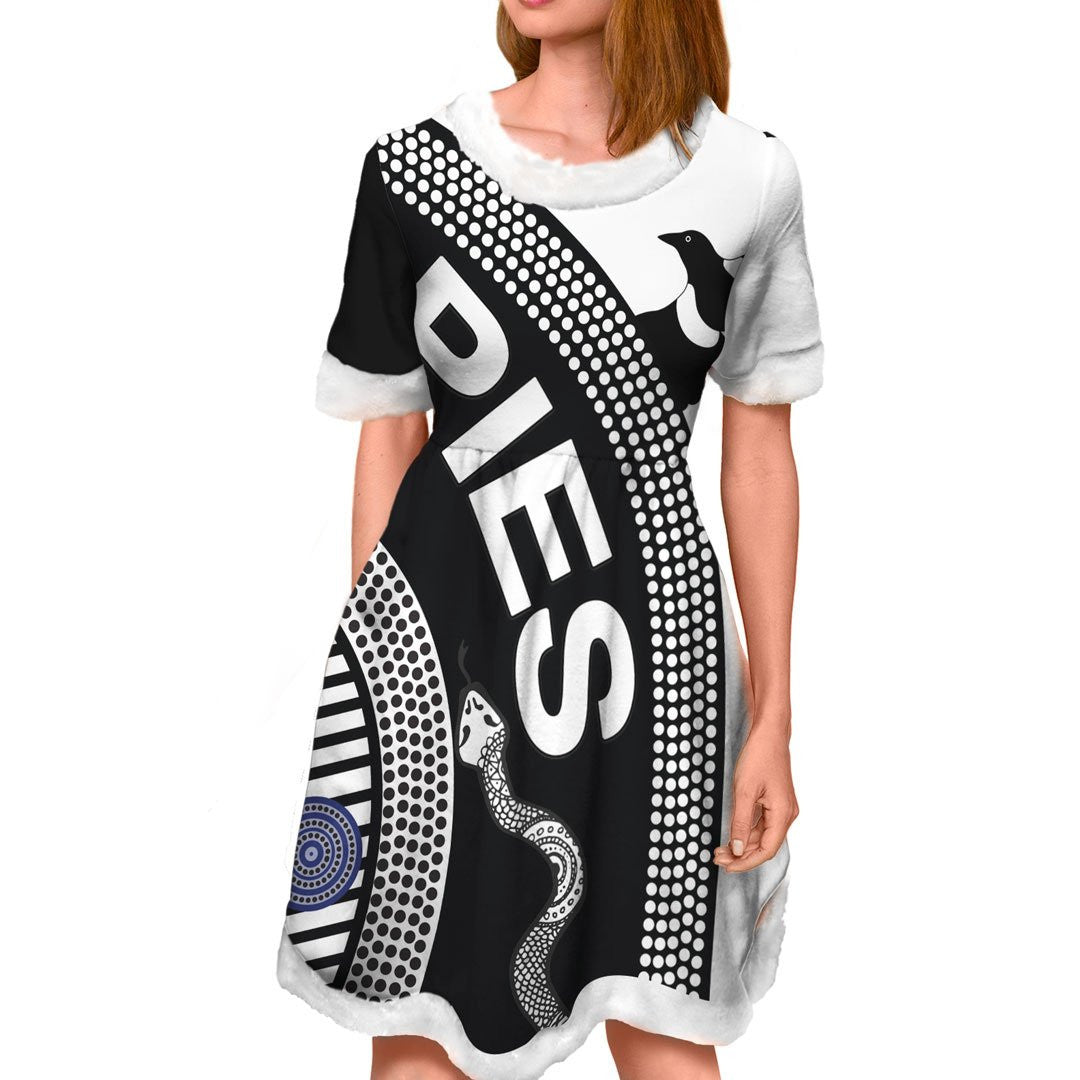 vibe-hoodie-dress-collingwood-magpies-indigenous-pies-football-team-christmas-dress