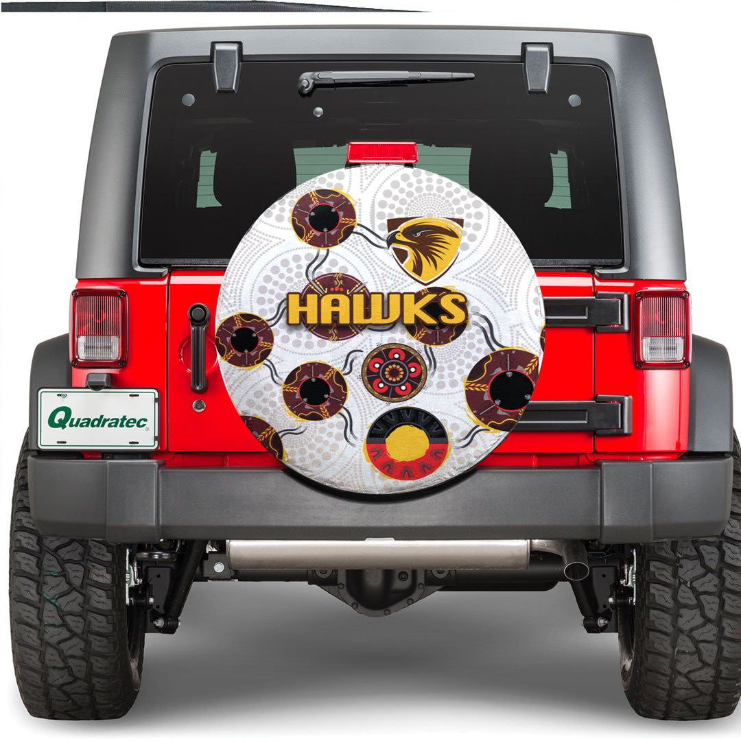 vibehoodie-tire-hawthorn-hawks-indigenous-white-version-football-team-spare-tire-cover