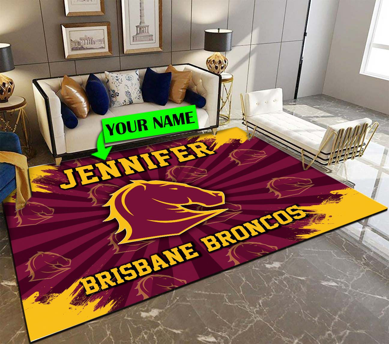 personalized-brisbane-broncos-rug-logo