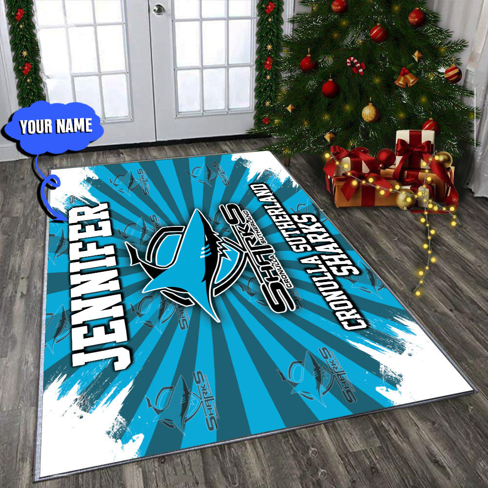 personalized-cronulla-sutherland-sharks-rug-logo