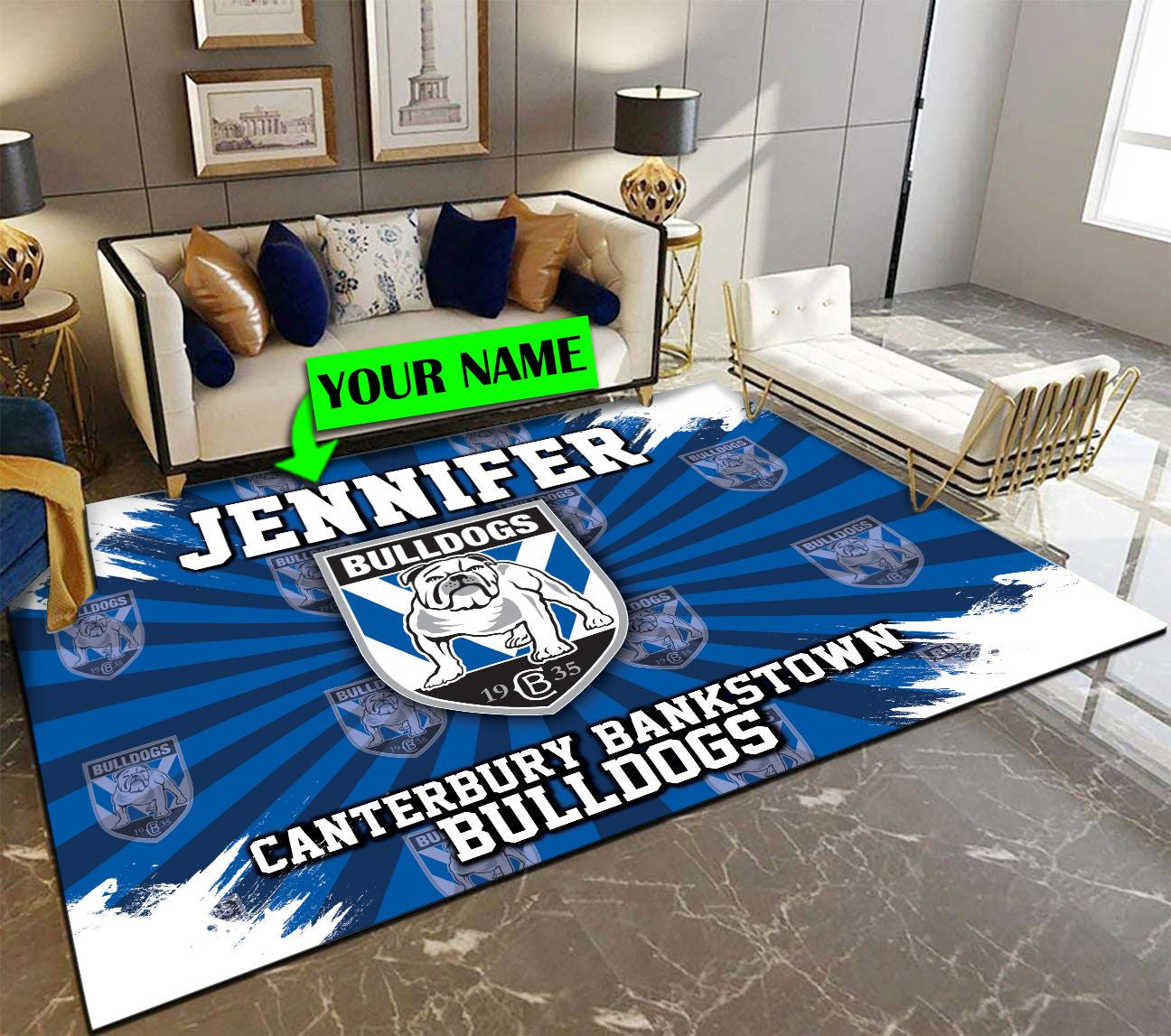 personalized-canterbury-bankstown-bulldogs-rug-logo