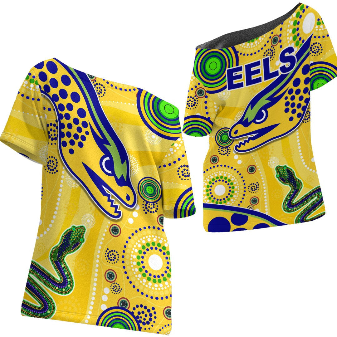 vibehoodie-shirt-parramatta-eels-indigenous-yellow-rugby-team-off-shoulder-t-shirt