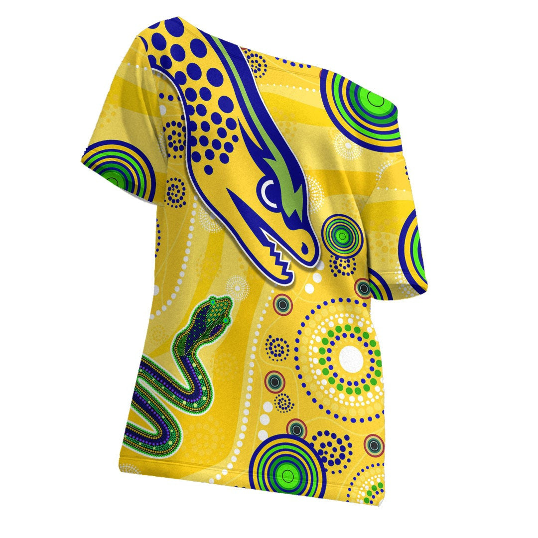 vibehoodie-shirt-custom-parramatta-eels-indigenous-yellow-rugby-team-off-shoulder-t-shirt