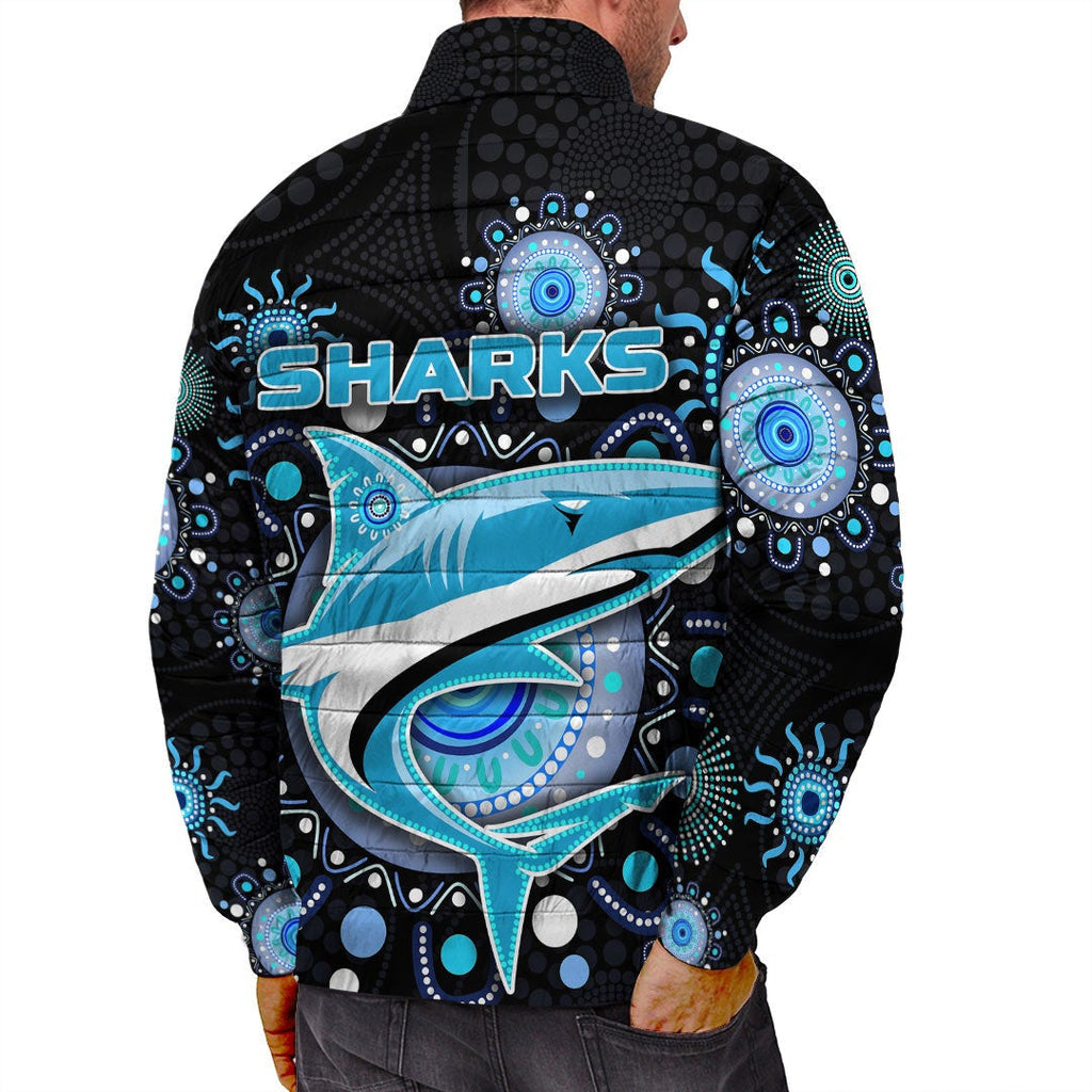 vibehoodie-jackets-cronulla-sutherland-sharks-indigenous-black-rugby-team-padded-jackets