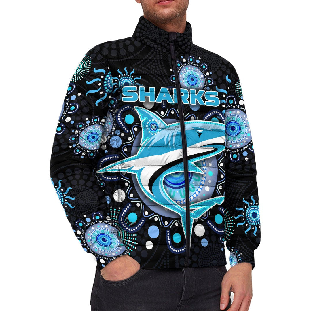vibehoodie-jackets-cronulla-sutherland-sharks-indigenous-black-rugby-team-padded-jackets