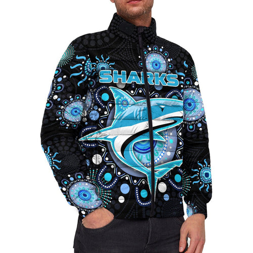 vibehoodie-jackets-cronulla-sutherland-sharks-indigenous-black-rugby-team-padded-jackets
