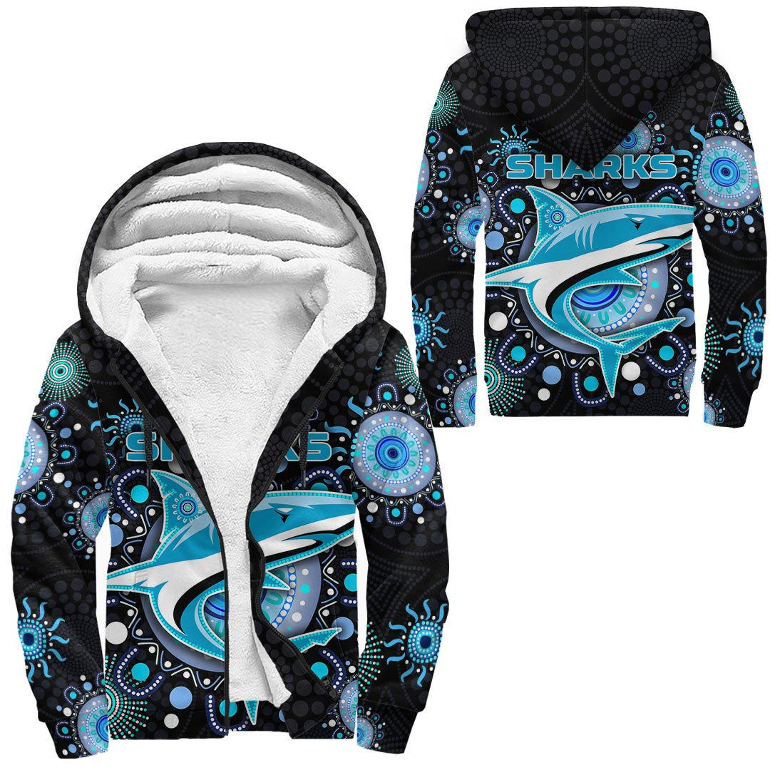 vibehoodie-hoodie-cronulla-sutherland-sharks-indigenous-black-rugby-team-sherpa-hoodies