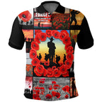 1stheworld-clothing-anzac-day-lest-we-forget-banner-polo-shirt