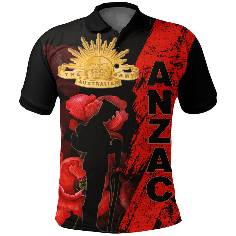1stheworld-clothing-anzac-day-soldier-silhouette-remembrance-polo-shirt