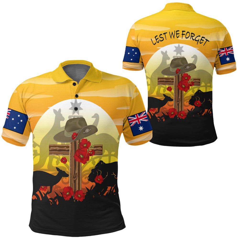 1stheworld-clothing-anzac-day-lest-we-forget-animal-polo-shirt