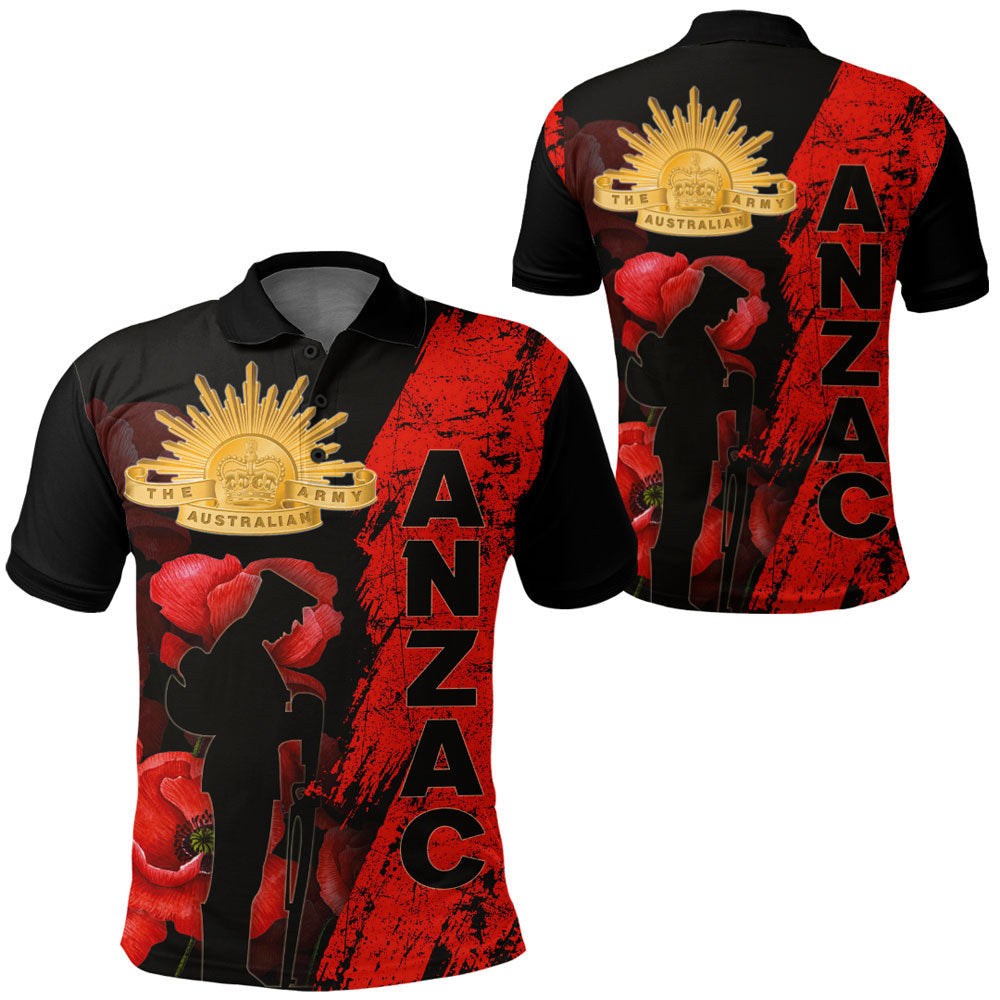 1stheworld-clothing-anzac-day-soldier-silhouette-remembrance-polo-shirt
