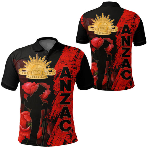 1stheworld-clothing-anzac-day-soldier-silhouette-remembrance-polo-shirt