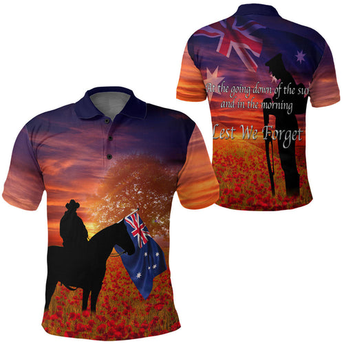 1stheworld-clothing-australia-lest-we-forget-light-horse-silhouette-polo-shirt
