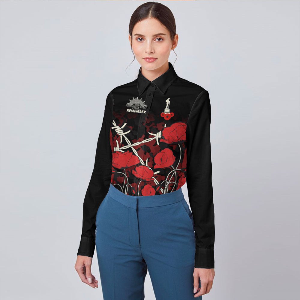 vibehoodie-clothing-custom-anzac-day-camouflage-poppy-barbed-wire-long-sleeve-button-shirt