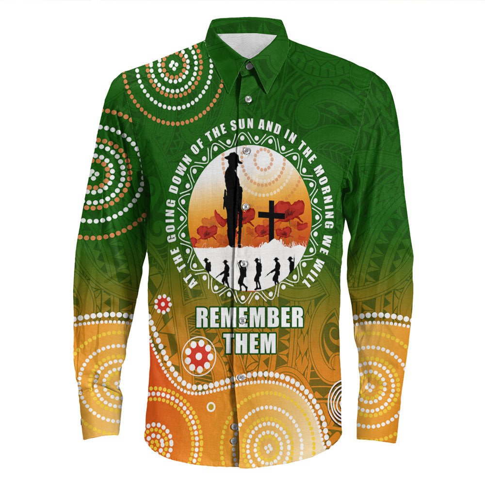 vibehoodie-clothing-custom-anzac-new-zealand-maori-australia-indigenous-long-sleeve-button-shirt