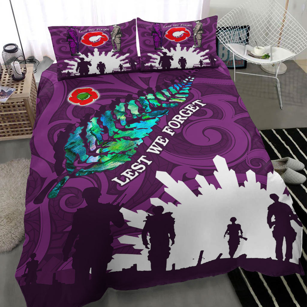 vibehoodie-bedding-set-new-zealand-anzac-walking-in-the-sun-purple-bedding-set