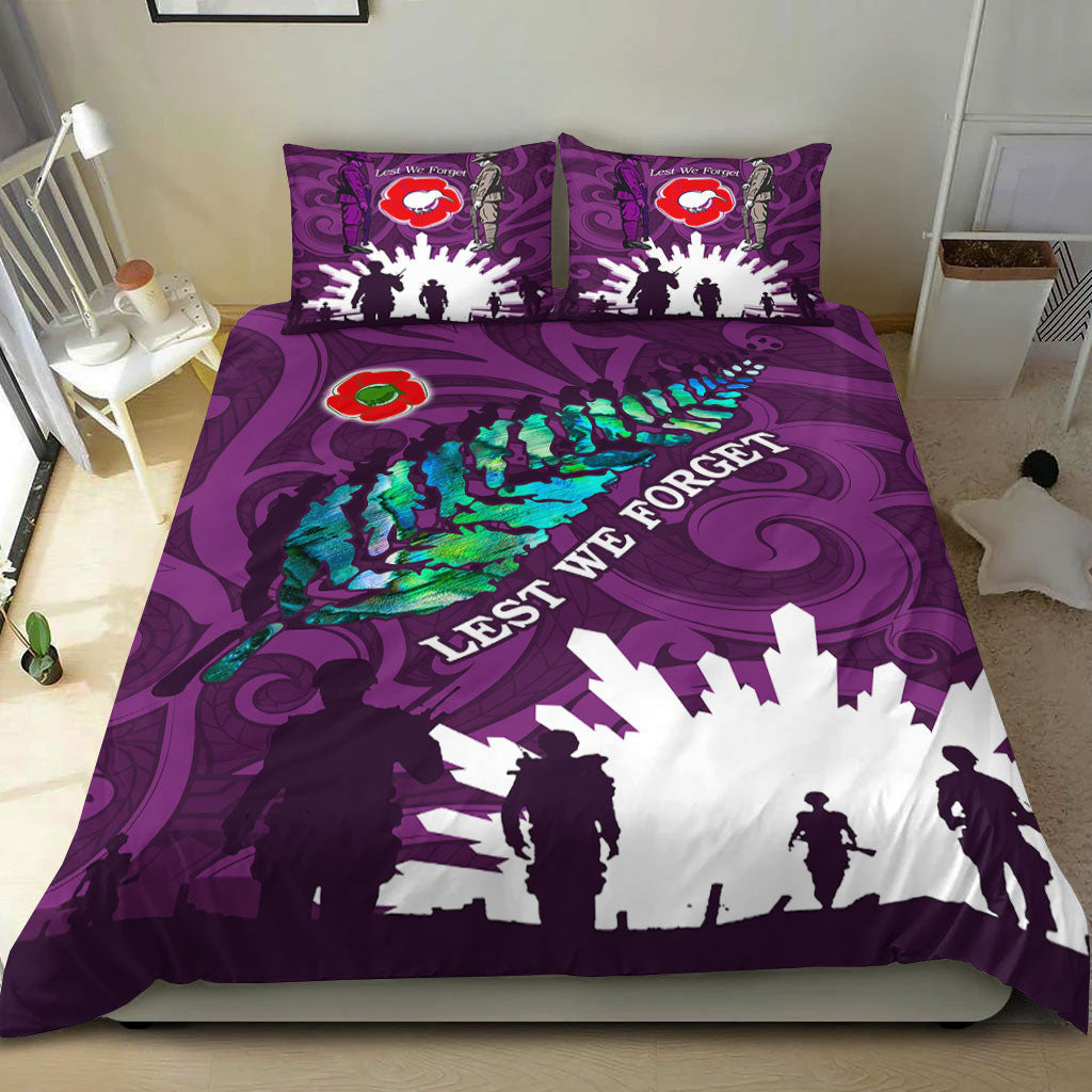 vibehoodie-bedding-set-new-zealand-anzac-walking-in-the-sun-purple-bedding-set