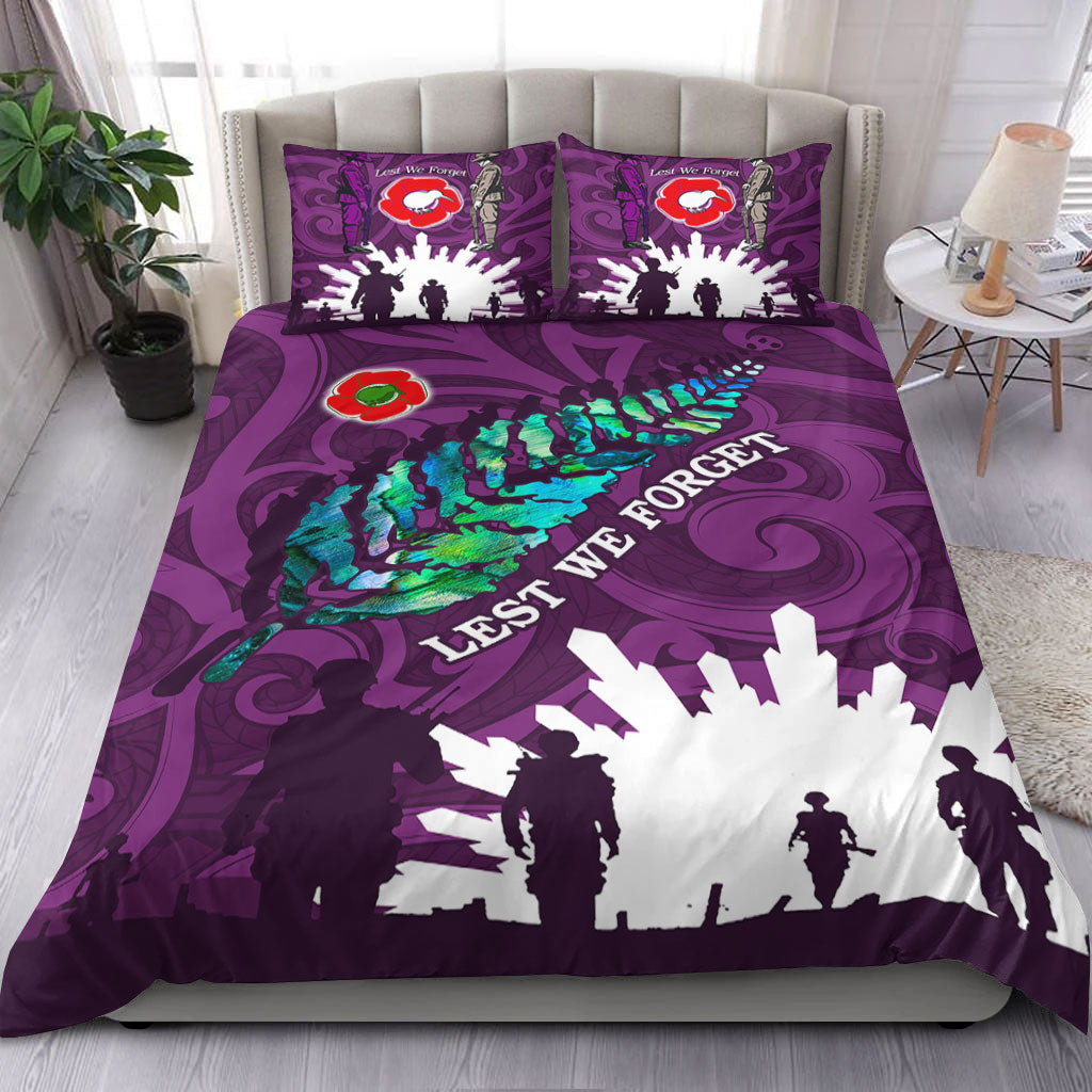 vibehoodie-bedding-set-new-zealand-anzac-walking-in-the-sun-purple-bedding-set